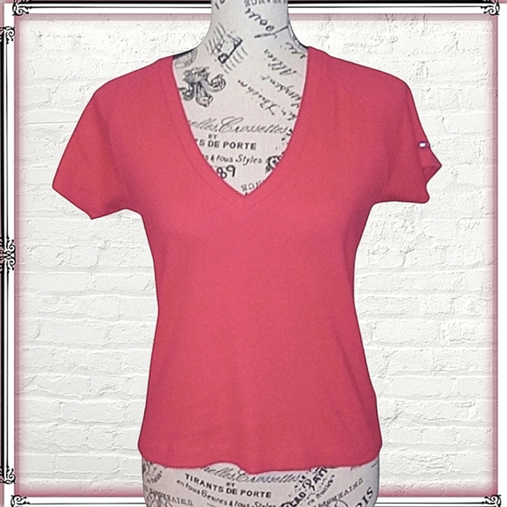 Vintage Tommy Jeans Retro 90s Red Ribbed Baby Doll T-Shirt
